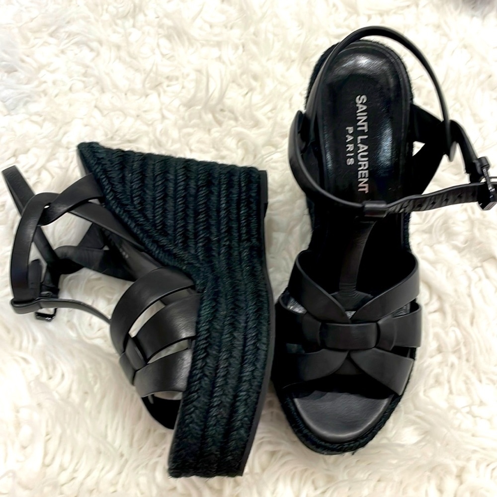 Saint Laurent Tribute platform espadrille wedges